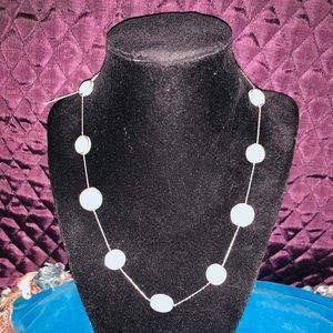 New NAPIER Classy Necklace Silver Chain+White Disc